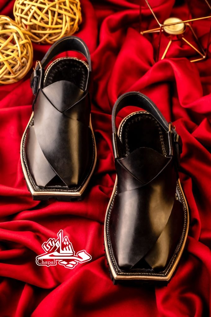 Charsadda Chappal Black Super Shinwari