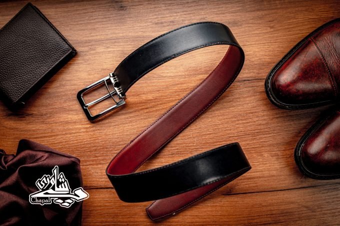 Leather Belt For Men - 2 in 1 Reversible Belt Black | Maroon - Image 5