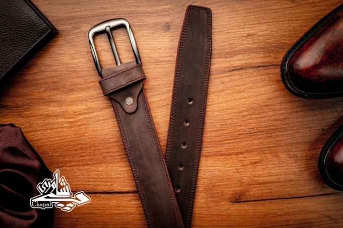 Leather Belt For Men - Brown Suede Belt - Image 3