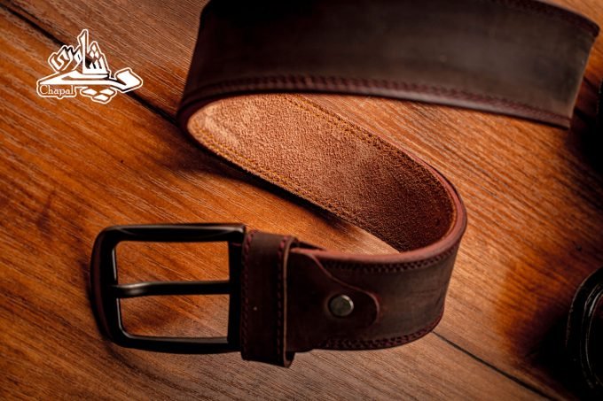 Leather Belt For Men - Brown Suede Belt - Image 4