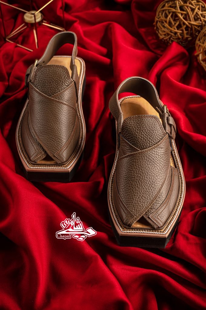 Kaptaan Chappal Matt Dark Brown Grain Leather