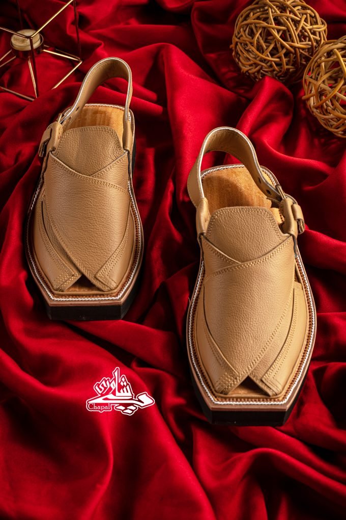 Kaptaan Chappal Matt Camel Brown Grain Leather