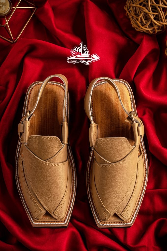 Kaptaan Chappal Matt Camel Brown Grain Leather